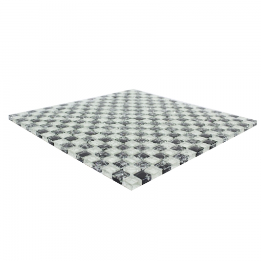 Pastilha de Vidro Craquelado - Mescla Branco & Preto