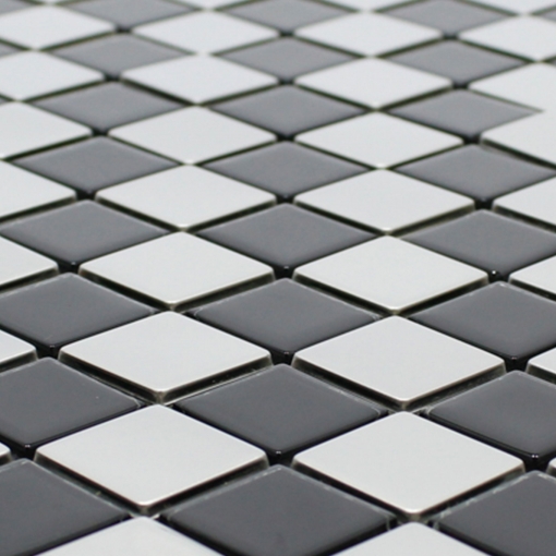 Pastilha de Metal MIX Vidro - Mescla Preto & Inox Polido