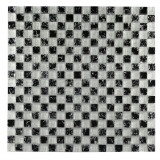 Pastilha de Vidro Craquelado - Mescla Branco & Preto